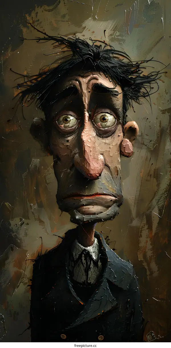 A painting of a man with a sad expression on his face