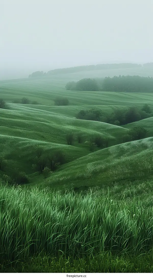 Foggy green hills