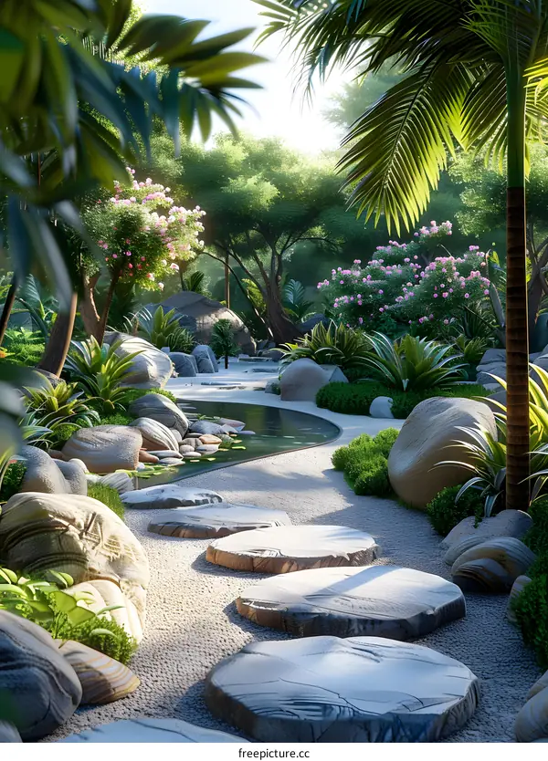 The landscape design effect picture of the garden