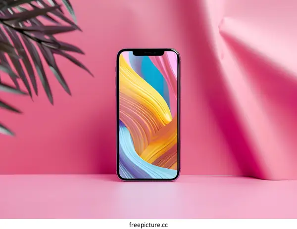 Colorful Abstract Phone Wallpaper on Pink Background