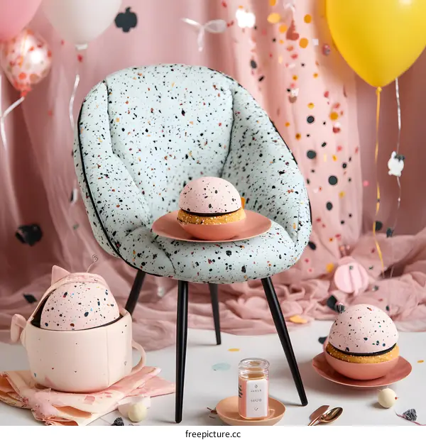 Pink and Green Birthday Party Decor with Mini Cakes