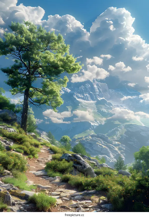 Lonely Tree on Top of the Mountain