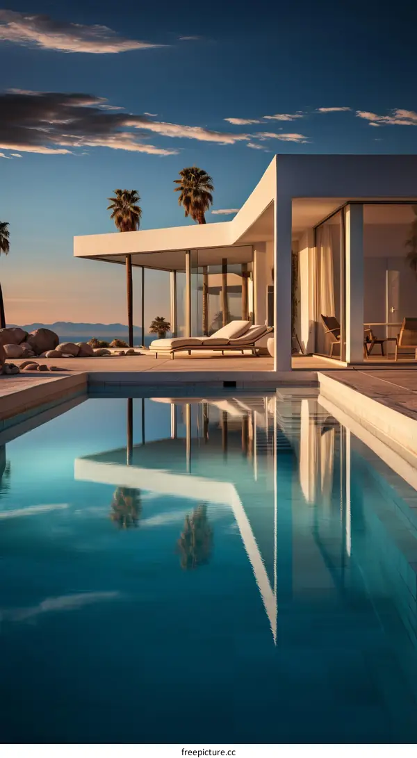 Modernist house with pool