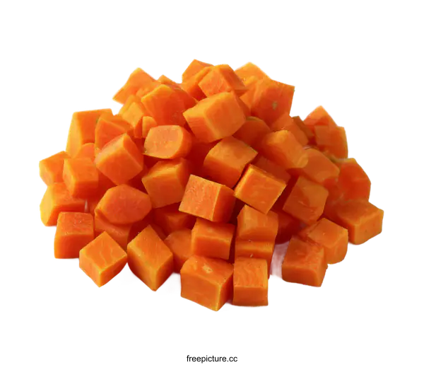 [Transparent Background PNG]Freshly Cut Cubes of Carrots