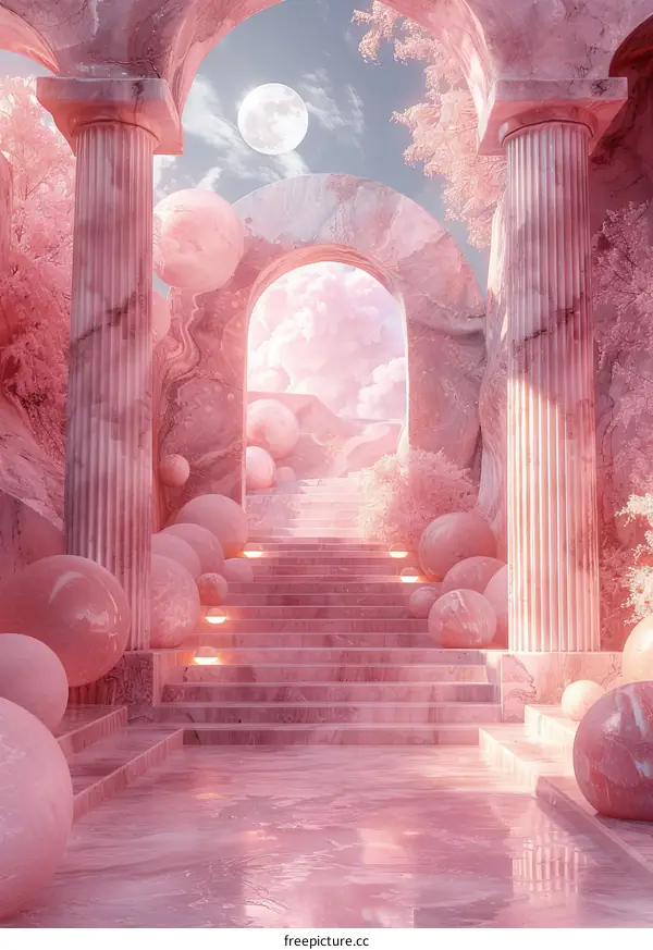 Pink Architectural Fantasy Staircase