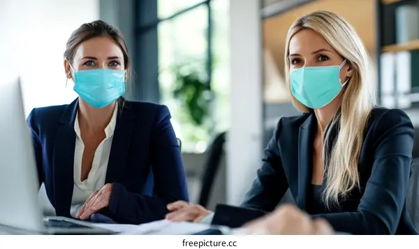 Business Women Wearing Masks in Meeting