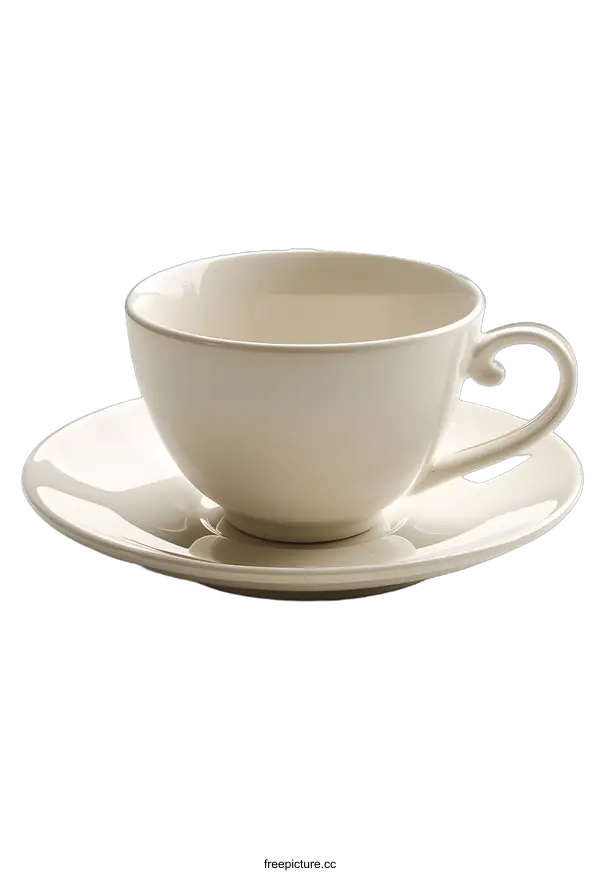 [Transparent Background PNG]White Teacup and Saucer on a White Background