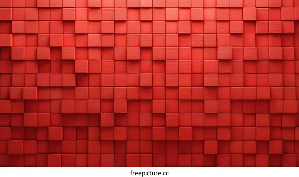 Abstract Geometric Pattern of Red Cubes