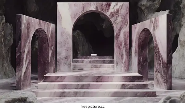 Abstract Minimalist Marble Archway With Steps Background