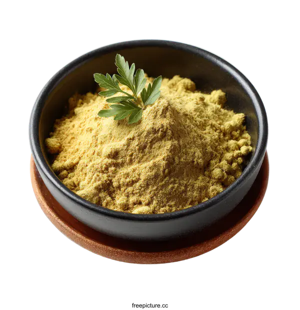 [Transparent Background PNG]Pile of Mustard Powder in a Bowl