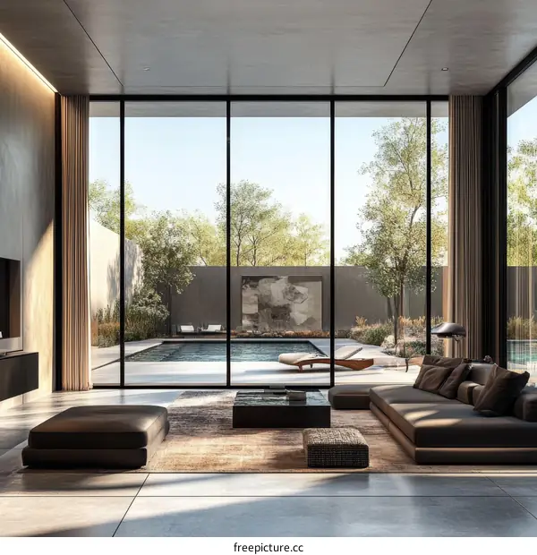 Modern Interior Design with Pool View