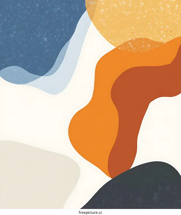 Abstract Art with Orange, Blue, and Yellow Colors