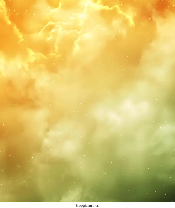 Abstract Yellow and Green Sky with Stars