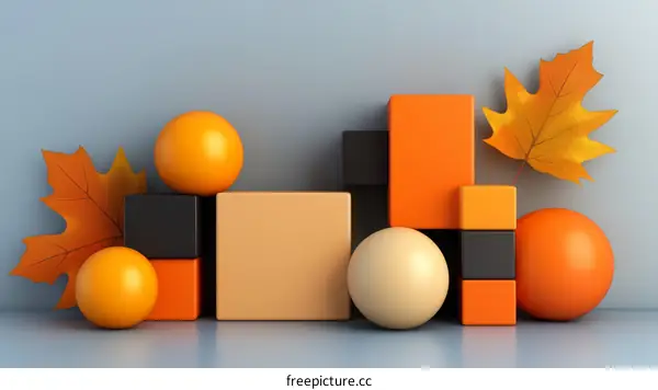 Autumnal Geometric Arrangement of Shapes