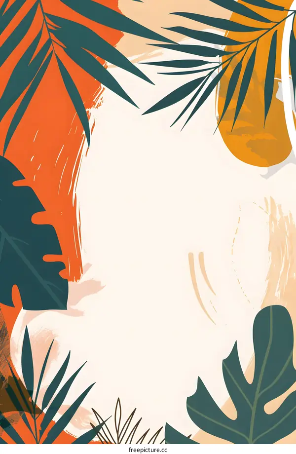 Abstract Tropical Leaves Background Illustration