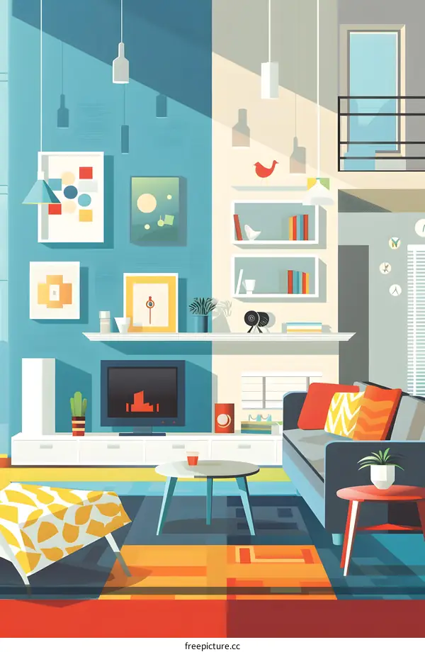 Modern Living Room Interior Design Illustration