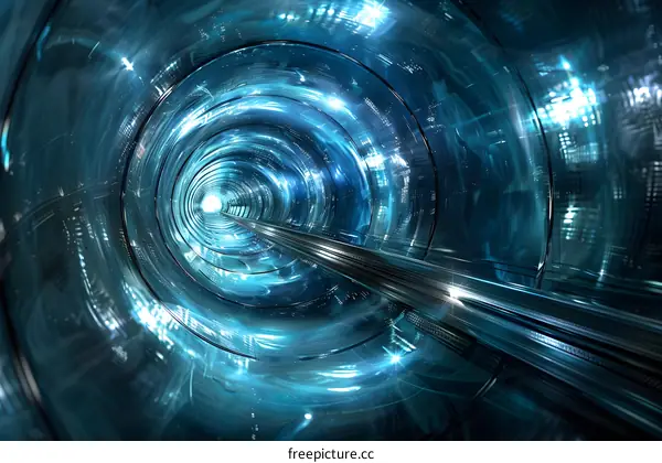 Blue tunnel with light at the end