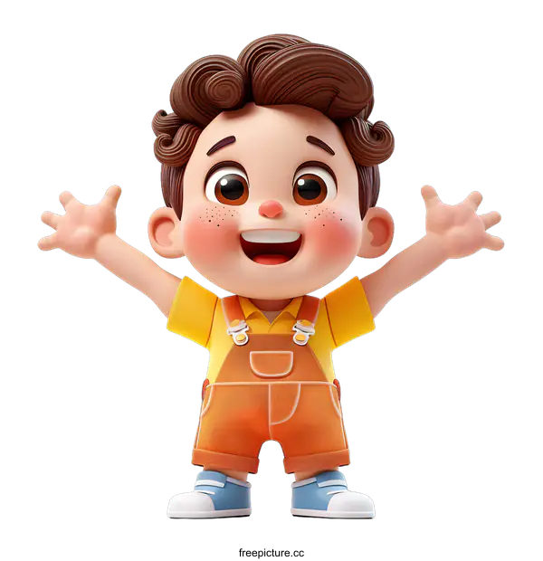 [Transparent Background PNG]Cheerful 3D cartoon boy character