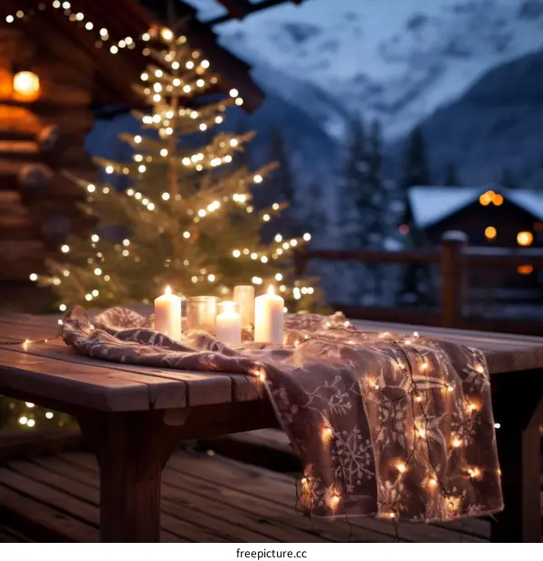 Snowy Christmas Eve in a Mountain Cabin