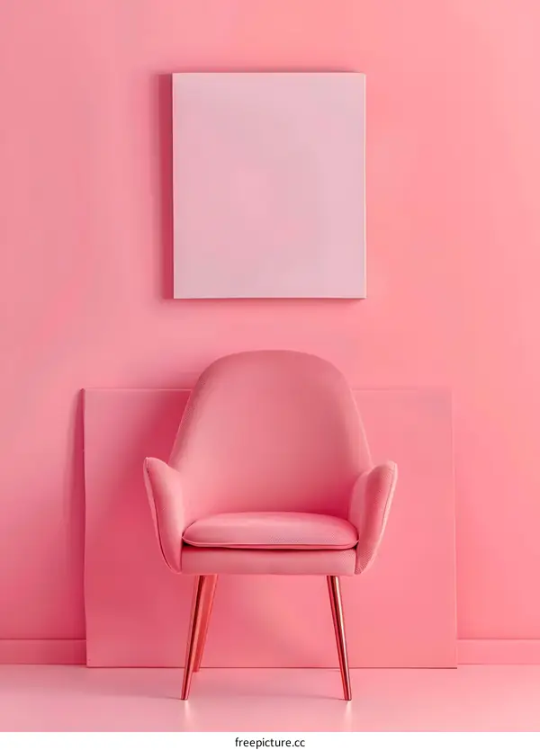 Pink Armchair with Canvas on Pink Wall