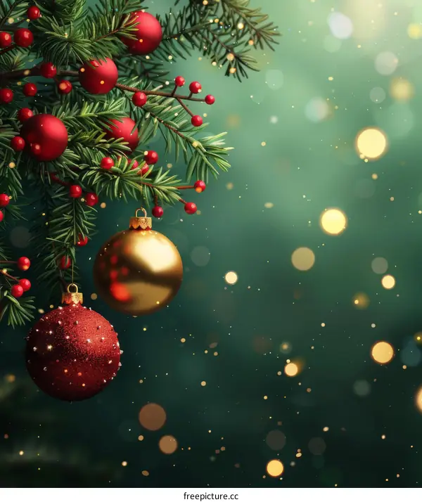 Christmas Tree Branch Adorned for the Holiday Season