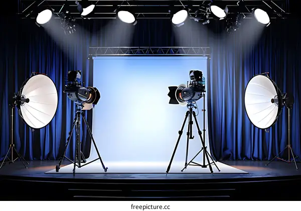 Photography Studio Set With Two Cameras And Lighting
