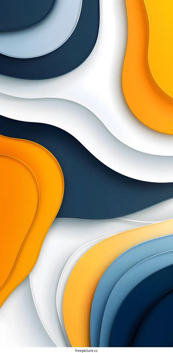 Abstract Paper Cut Art Design with Blue Yellow and White Colors