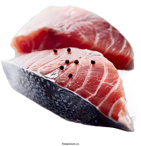 [Transparent Background PNG]Fresh Salmon Fillets with Peppercorns