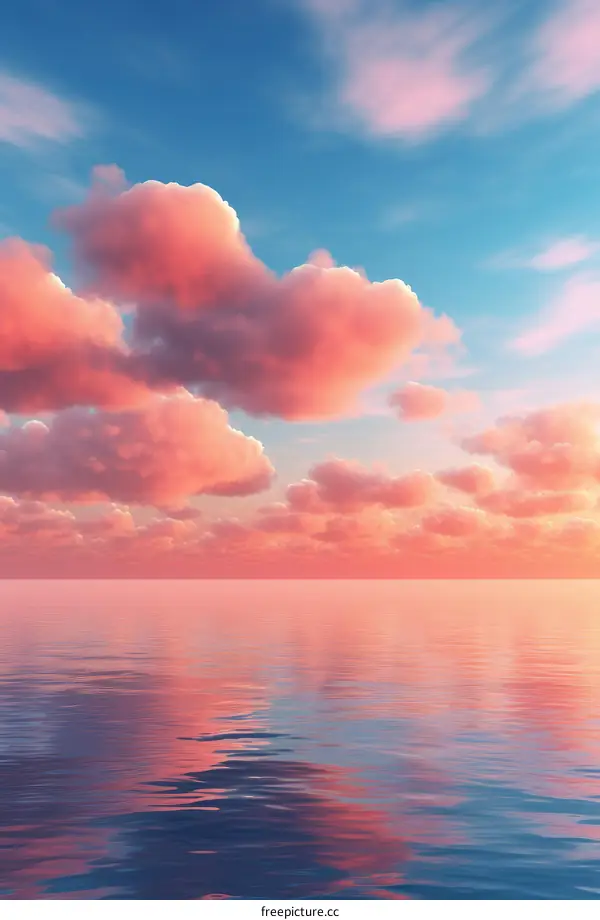 Pink cloudscape over calm water