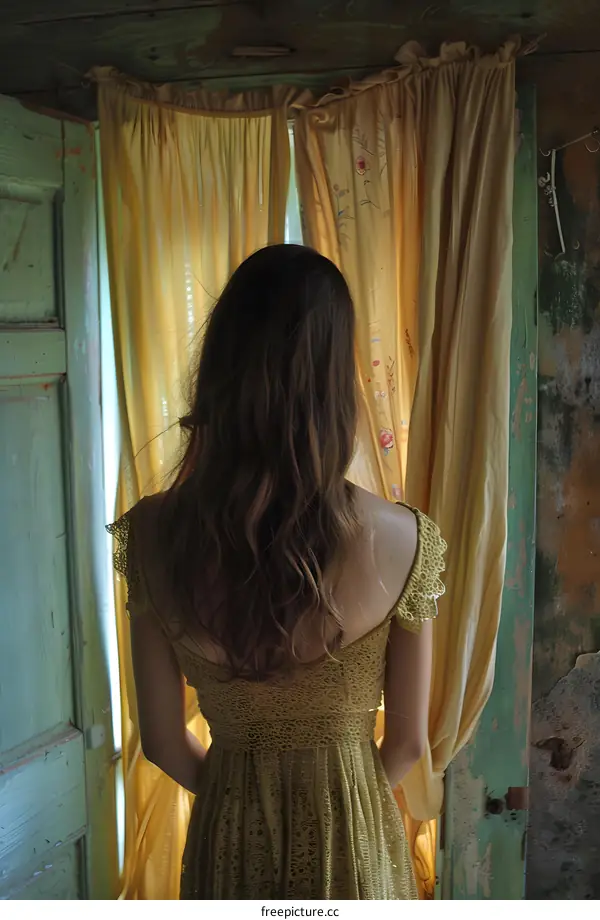 girl standing in front of a door