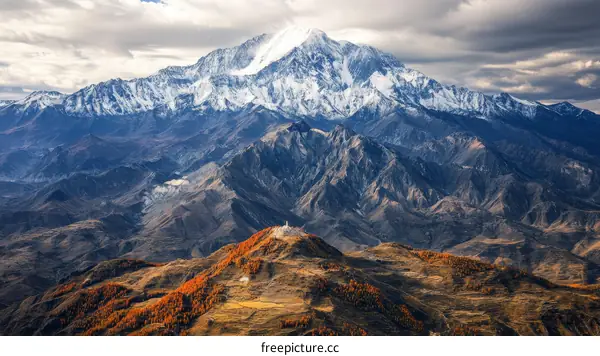 Majestic Mountain Range with Snowy Peak