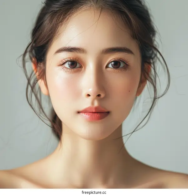Portrait of a young Asian woman with flawless skin