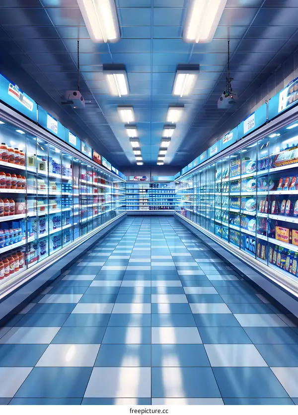 Empty Grocery Store Aisle