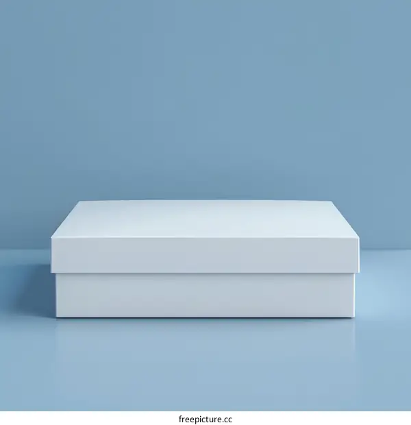 White box on blue background