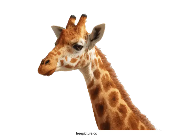 [Transparent Background PNG]Closeup of a Giraffe Portrait Against White Background