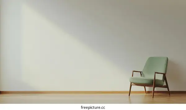 Empty Room with Green Armchair and Sunlight