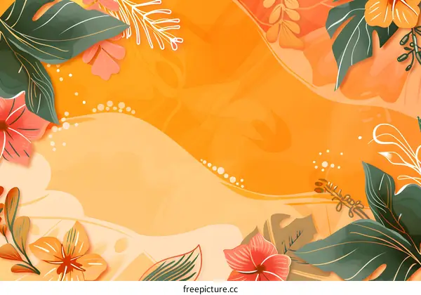 Tropical Floral Watercolor Background