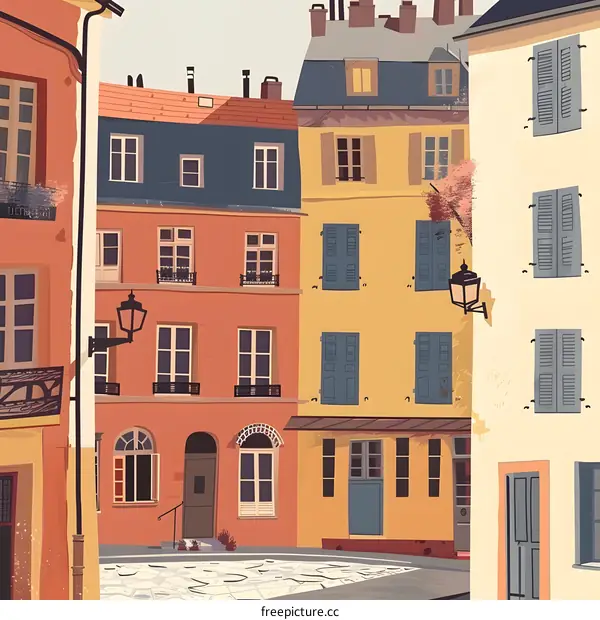 Colorful Illustration of European Architecture