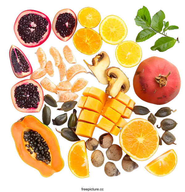 [Transparent Background PNG]Fresh Fruits and Vegetables on White Background