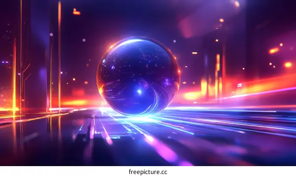 Abstract Futuristic Sphere in Neon Lights