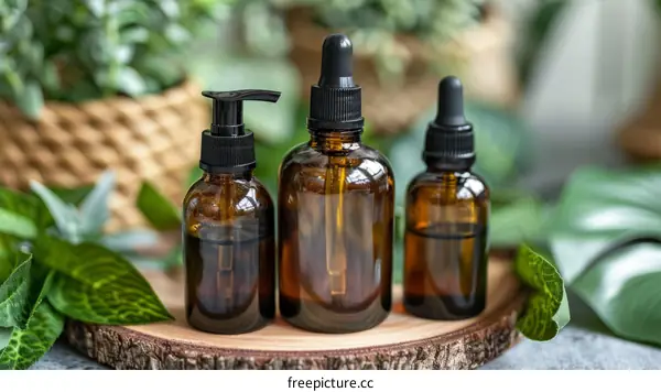 Amber Glass Bottles with Dropper and Pump for Essential Oils