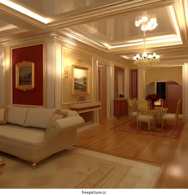 Luxury Living Room Interior Design With Gold Accents