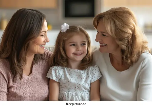 Happy Family Portrait of Three Generations