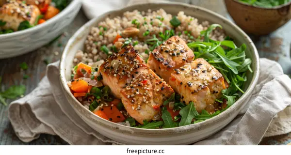 Salmon with Carrot and Arugula