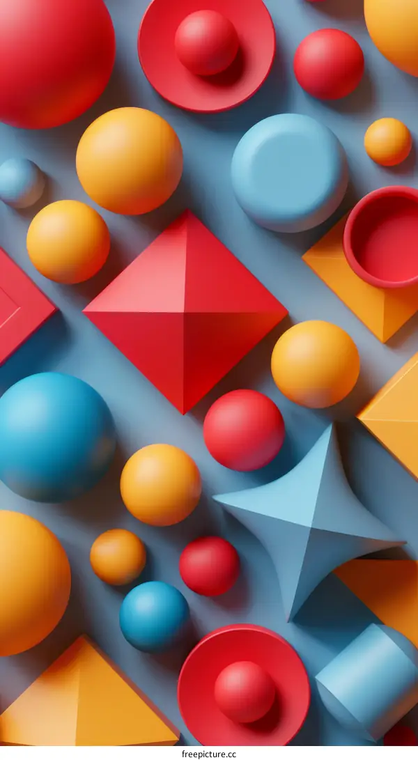 3D rendering of colorful geometric shapes