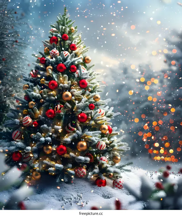 Christmas tree in the snow