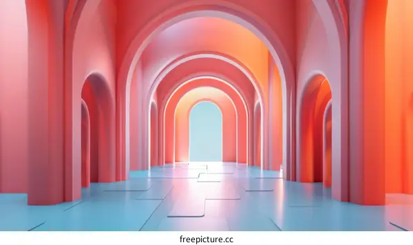 Abstract Pink and Blue 3D Archway