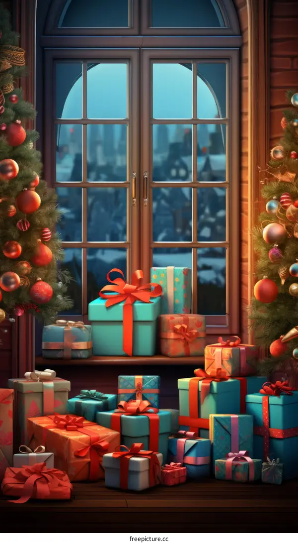 Cozy Christmas Presents by the Window