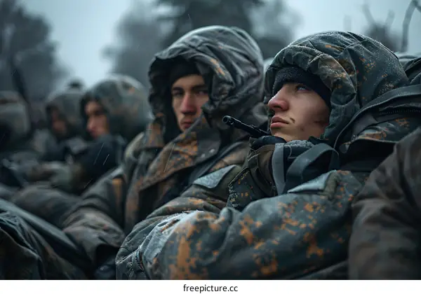 Portrait of a group of soldiers in winter gear