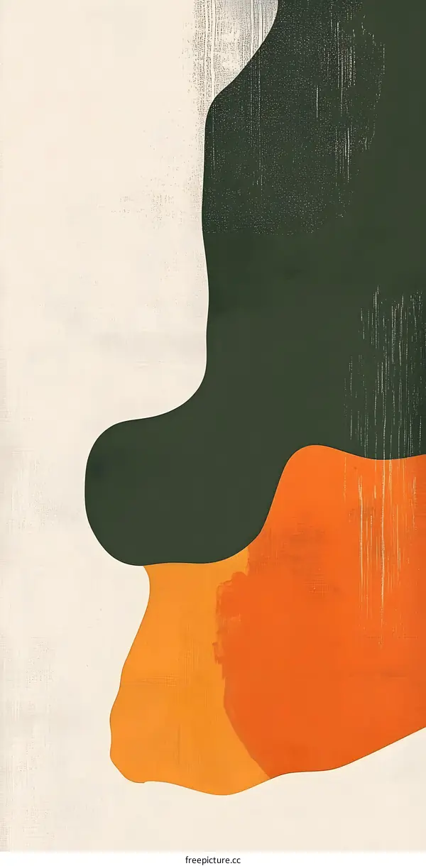 Abstract Art with Green Orange and Beige Colors